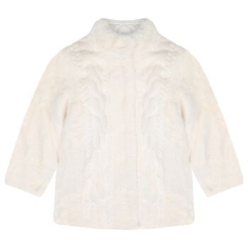 Girls Ivory Fur Coat
